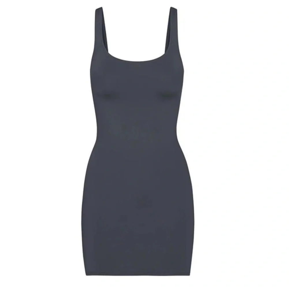 - SKIMS (B13) Signature Swim Tank Dress Gunmetal M NWT